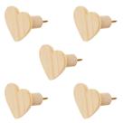 Kit 5 Ganchos Cabideiro de Madeira Pinus Pendurador Parede Formato Coração Decorativo Kit 5 Ganchos Cabideiro de Madeira Pinus Pendurador Parede Formato Coração Decorativo