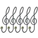 Kit 5 Ganchos Cabideiros Aço Preto Cifra Música 28cm Suportes de Parede Pendurar Roupas Bolsas