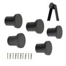 Kit 5 Ganchos Parede Pendurador Redondo Resistente Preto