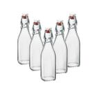 Kit 5 Garrafas Vidro com Tampa Hermética 250ml Bormioli Rocco