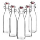 Kit 5 Garrafas Vidro com Tampa Hermética 500ml Bormioli Rocco
