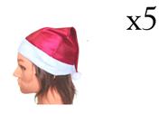 Kit 5 Gorros Papai Noel touca em Cetim Natal Fantasia Kit 5 Gorros Papai Noel touca em Cetim Natal Fantasia