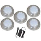 Kit 5 Hiper Led Brustec 6W Branco Inox 316L + Fonte 3A