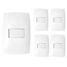 Kit 5 Interruptor Simples 10a 4x2 Home Branco Com Placa Blux