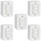 Kit 5 Interruptor Simples Triplo Sobrepor 6A Sistema X Box