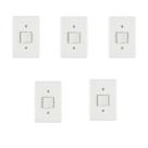 Kit 5 interruptor tecla bipolar paralelo 10a c/placa - blux