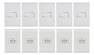 Kit 5 Interruptores + 5 Tomadas 10a Com Placa Tramontina Liz