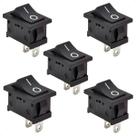 Kit 5 Interruptores Chave Gangorra Quadrado Liga Desliga/ On Off Preto com 2 Pinos