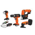 Kit 5 Itens: 1 Furadeira Parafusadeira 1 Serra Tico-Tico 1 Lixadeira 1 Lanterna Led + Bateria 12v Black Decker Bdck502c1-B3
