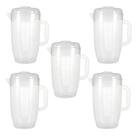 Kit 5 Jarra Plástica 3 Litros Transparente Com Tampa Plasvale