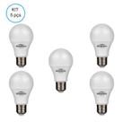 Kit 5 lampada bulbo led a55 6w 540lm bivolt 6500k e-27