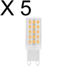 Kit 5 lampada led bipino g9 5w branco quente 3000k biv galaxy
