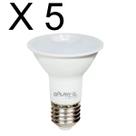 Kit 5 lampada led par20 7w branco quente 2700k bivolt e27 galaxy