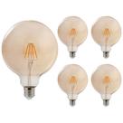 Kit 5 Lâmpada Retrô Globo G125 LED Bivolt Luz Âmbar 2200K 4W