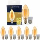 Kit 5 Lâmpadas Filamento LED C35 Decorativa Retrô Vintage Âmbar Bivolt Luminarte