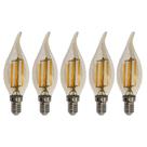 Kit 5 Lâmpadas Filamento Led Vela Bico Torto Âmbar 4W E14 2700K