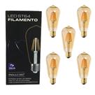 Kit 5 Lâmpadas Led Filamento ST64 4W 2200K Retrô Vintage Delis