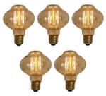 Kit 5 Lampadas Vintage Resistencia Carbono L80 40W 220V
