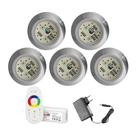 KIT 5 LED 9W RGB + CENTRAL E FONTE 12v P/ ILUMINAÇÃO PISCINA