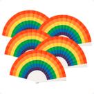 Kit 5 Leque LGBT Arco Íris Grande Mão Festa Carnaval Parada