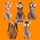 Kit 5 Lingerie Sensual Body Meia-Calça Elástica Ajustavél ao Corpo ElaShopp Preto Único