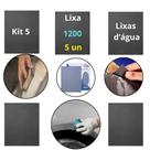 Kit 5 lixas 1200 D'água Lixamento Polimento Acabamento Superfície Grão Plástico Metal Folha