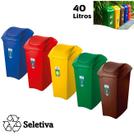 Kit 5 Lixeiras 40 Litros Seletivas Para Lixo Orgânico Plástico Papel Metal Vidro Cesto Tampa Basculante - Sanremo Kit 5 Lixeiras 40 Litros Seletivas Para Lixo Orgânico Plástico Papel Metal Vidro Cesto Tampa Basculante - Sanremo