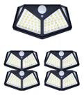 Kit 5 Luminária arandela Solar 100 Led Com Sensor Jardim Prova Dágua