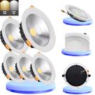 Kit 5 Luminária DownLight Led Cob 40w Embutir Redondo Bivolt 110v-220v Frio 6500k ou Quente 3500k