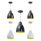 Kit 5 Luminária Pendente Bala Com Interior Amarelo Com Fiação 110/220v