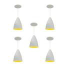 Kit 5 Luminária Pendente Bala Nova Com Interior Amarelo Com Fiação 110/220v