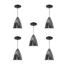 Kit 5 Luminária Pendente Bala Nova Com Interior Branco Brilho Com Fiação 110/220v