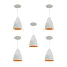 Kit 5 Luminária Pendente Bala Nova Com Interior Laranja Com Fiação 110/220v Kit 5 Luminária Pendente Bala Nova Com Interior Laranja Com Fiação 110/220v