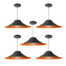 Kit 5 Luminária Pendente Chapéu Chinês Com Interior Laranja Com Fiação 110/220v