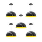 Kit 5 Luminária Pendente Meia Lua 24cm Interior Amarelo Com Fiação 110/220v Kit 5 Luminária Pendente Meia Lua 24cm Interior Amarelo Com Fiação 110/220v