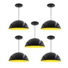 Kit 5 Luminária Pendente Meia Lua 34cm Com Interior Amarelo Com Fiação 110/220v