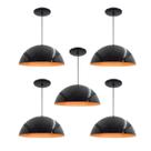Kit 5 Luminária Pendente Meia Lua 34cm Com Interior Laranja Com Fiação 110/220v Kit 5 Luminária Pendente Meia Lua 34cm Com Interior Laranja Com Fiação 110/220v