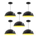 Kit 5 Luminária Pendente Meia Lua 40cm Interior Amarelo Com Fiação 110/220v