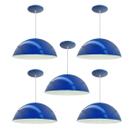 Kit 5 Luminária Pendente Meia Lua 50cm Interior Branco Brilho Com Fiação 110/220v