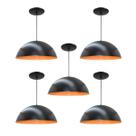 Kit 5 Luminária Pendente Meia Lua 50cm Interior Laranja Com Fiação 110/220v