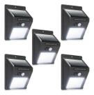 Kit 5 Luminaria Solar Luz Led Com Sensor Presença Automático Estrutura Preto