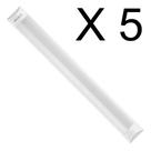 Kit 5 luminaria tubular led 18w 60cm 3000k branco quente sobrepor biv - galaxy