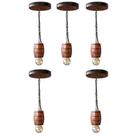 Kit 5 Luminárias Pendente Lustre em Madeira Maciça Barril Colonial Retrô Vintage Ideal para Pergolados Sítios Chalés Kit 5 Luminárias Pendente Lustre em Madeira Maciça Barril Colonial Retrô Vintage Ideal para Pergolados Sítios Chalés
