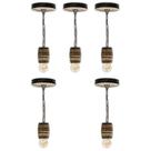 Kit 5 Luminárias Pendente Lustre Rústico em Madeira Maciça Barril Colonial Retrô Vintage - Ideal para Pegolados Sítios Chalés Kit 5 Luminárias Pendente Lustre Rústico em Madeira Maciça Barril Colonial Retrô Vintage - Ideal para Pegolados Sítios Chalés
