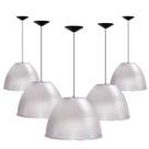Kit 5 Luminárias Prismática Para Galpão Pavilhão Industrial 12 Pol 30cm Cabo 1,1M