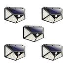 Kit 5 Luminarias Solar De Parede 100 Leds Com Sensor de Movimento Preta