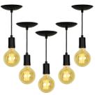 Kit 5 Lustre Pendente Tubo Cilindro Alumínio Preto Fio 1.20m