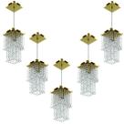 Kit 5 Lustres Pendente De Cristal Acrilico Spark Dourado Kit 5 Lustres Pendente De Cristal Acrilico Spark Dourado