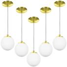 kit 5 Lustres Pendentes Orby Bolinha Dourada