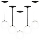 kit 5 Lustres Pendentes Orby Bolinha Preto